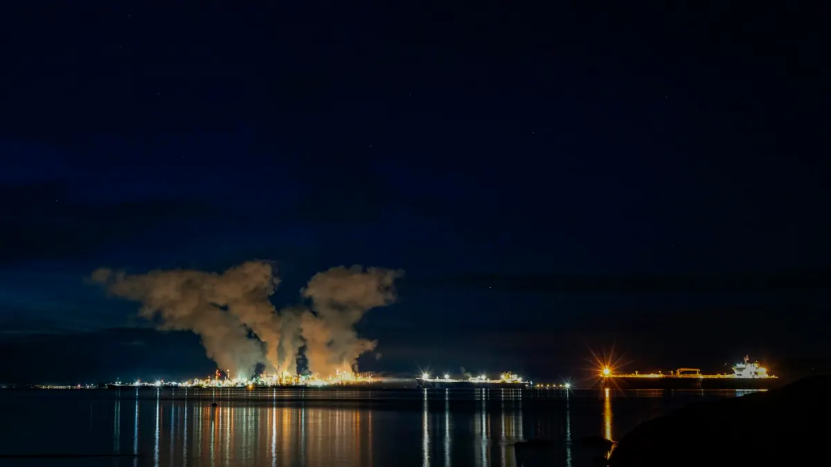 Industrial plant at dusk – energy sector engineering