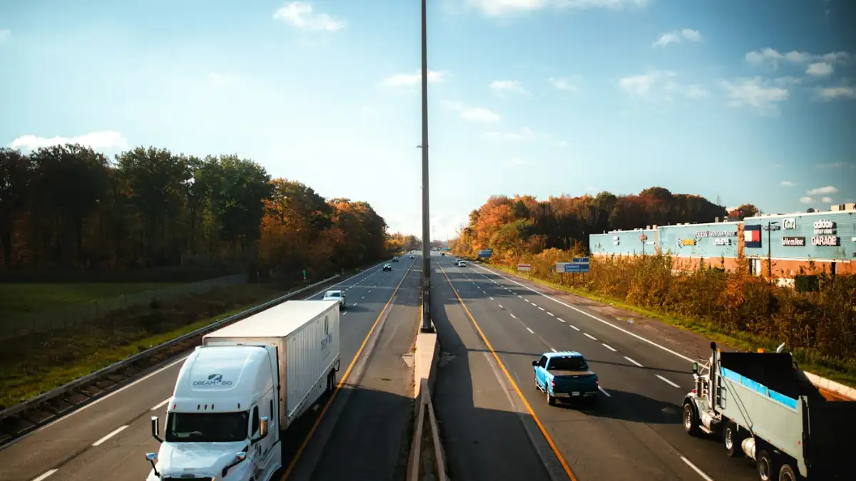 Saudi Driving Licence for Expats 2026: Process, Fees, Test & Tips Trucks on a highway – heavy driver jobs in Saudi Arabia