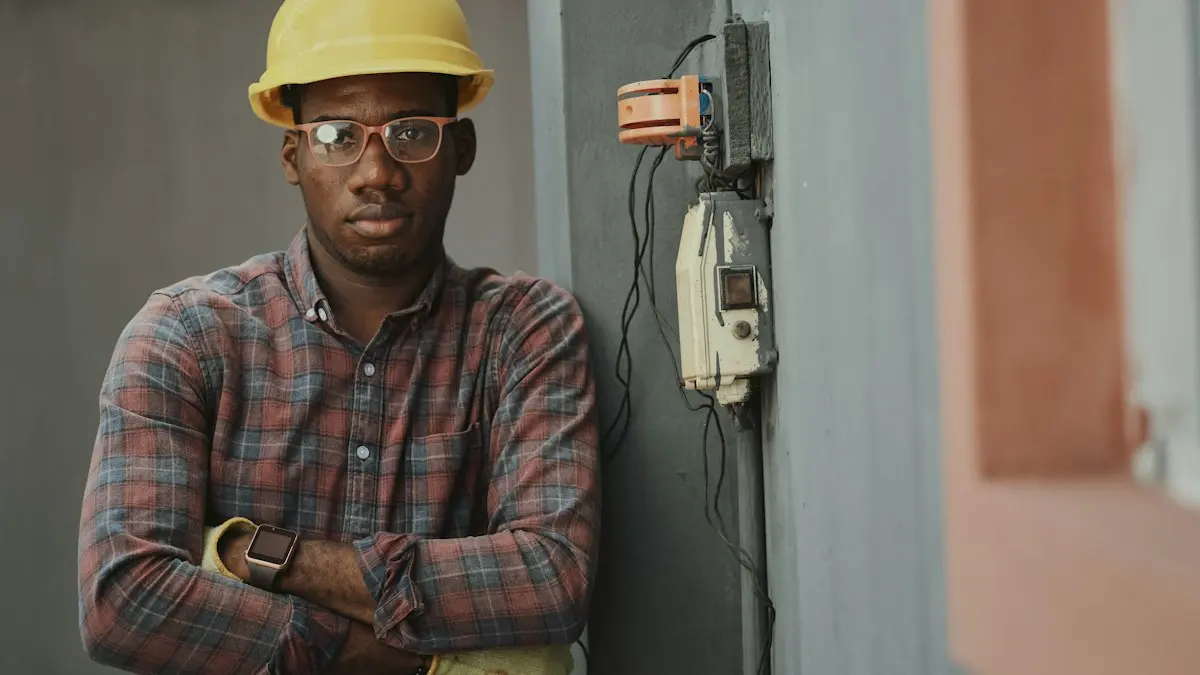 Engineering jobs – engineer wearing a yellow hard hat on a site